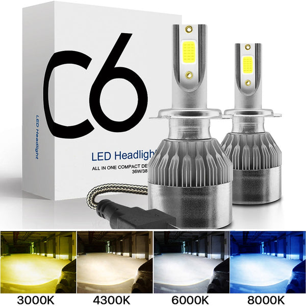 2x H7 LED H11 H4 Hi/Lo H1 H3 H8 HB1 HB3 HB4 HB5 HIR2 H13